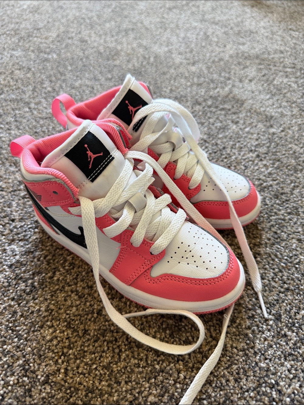 Nike Kids White and Pink High-Top Sneakers